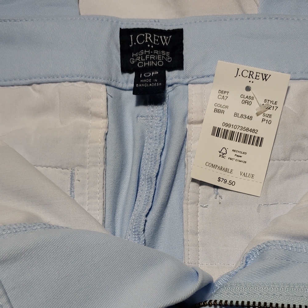 J.Crew Light Blue High-Rise Girlfriend Chino Pants